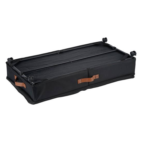 Height Adjustable Under Bed Storage Containers with Wheels Visible Cover Rolling Trolley Box Organizer for Shoes Clothes Blankets Black