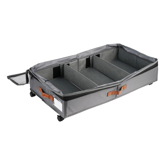 Height Adjustable Under Bed Storage Containers with Wheels Visible Cover Rolling Trolley Box Organizer for Shoes Clothes Blankets