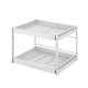 2-Tier Adjustable Under Sink Pull-Out Organizer  Sliding Metal Storage Drawer Rack for Kitchen Bathroom Cabinet