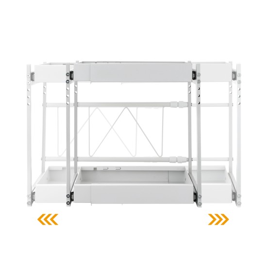 2-Tier Adjustable Under Sink Pull-Out Organizer  Sliding Metal Storage Drawer Rack for Kitchen Bathroom Cabinet