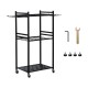 3 Tier Heavy Duty Garden Tool Organizer Rack with Wheels | Metal Rolling Storage Cart for Garage, Yard, Patio, Shed & Indoor/Outdoor Use
