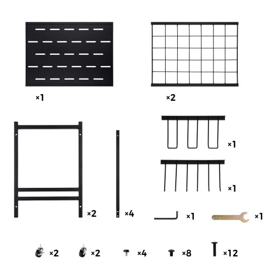 3 Tier Heavy Duty Garden Tool Organizer Rack with Wheels | Metal Rolling Storage Cart for Garage, Yard, Patio, Shed & Indoor/Outdoor Use