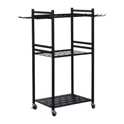 3 Tier Heavy Duty Garden Tool Organizer Rack with Wheels | Metal Rolling Storage Cart for Garage, Yard, Patio, Shed & Indoor/Outdoor Use