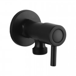 Round Black Brass Toilet Cistern Tap Angle Valve 