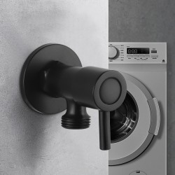 Round Black Brass Toilet Cistern Tap Angle Valve 