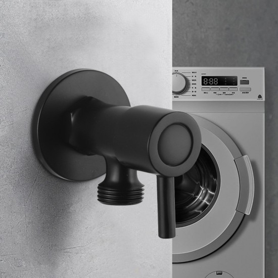 Round Black Brass Toilet Cistern Tap Angle Valve 