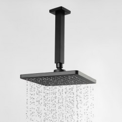 Square Matte Black 200mm ABS Shower Head with Ceiling Mounted Shower Arm