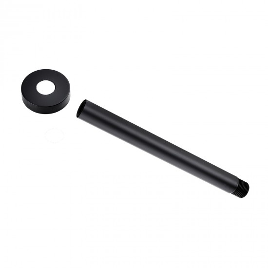 200mm Round Nero Black Ceiling Shower Arm
