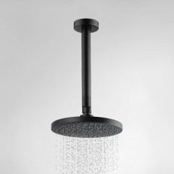 Round Matte Black Rainfall Shower Head with Ceiling Mounted Shower Arm