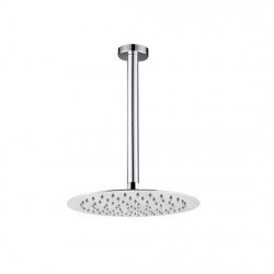 Round Chrome Rainfall Shower Head with Ceiling Mounted Shower Arm