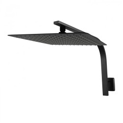 Square Matte Black Shower Head with Wall Mounted Gooseneck Shower Arm