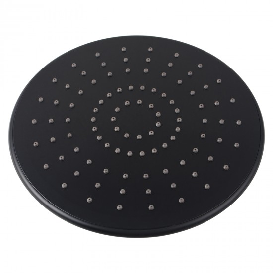 Round 230mm ABS Matte Black Shower Head with Ceiling Mounted Shower Arm