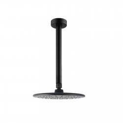 Round 230mm ABS Matte Black Shower Head with Ceiling Mounted Shower Arm