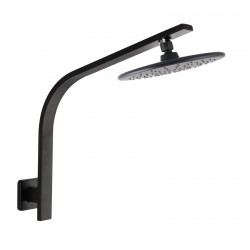 Round 230mm ABS Matte Black Shower Head with Wall Mounted Shower Arm