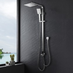 8 inch Square Chrome Twin Shower Set Top/Bottom Inlet