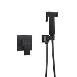 Square Matte Black Handheld Shower With Bidet Shower Mixer Tap Set