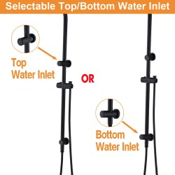 8 inch Round Matte Black Twin Shower Set Selectable Top/Bottom Water Inlet with Push Button Diverter