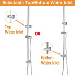 8 inch Round Chrome Twin Shower Set Selectable Top/Bottom Water Inlet with Push Button Diverter