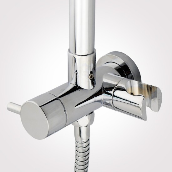 300mm Height Chrome Round Twin Shower Set Top Water Inlet
