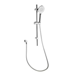 Round Chrome Adjustable Shower Rail with Handheld Shower Set