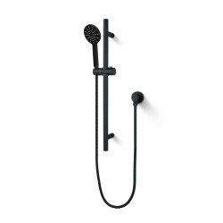 Round Matt Black Shower Rail With Hand Held Shower Set