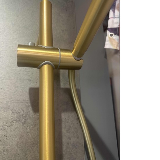 Round Brushed Yellow Gold Shower Rail with Brass Handheld Shower Set