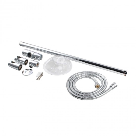 Round Chrome Shower Slider with Sliding Handpiece Holder & Soap Dish With Solid Brass White & Chrome Basin Mixer Tap Combo