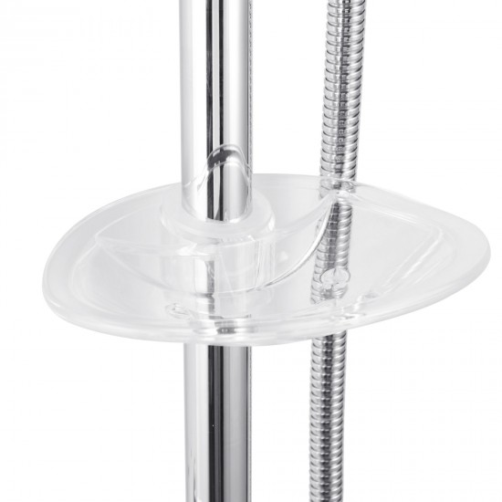 Round Chrome Shower Slider with Sliding Handpiece Holder & Soap Dish With Solid Brass White & Chrome Basin Mixer Tap Combo