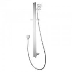 Square Chrome Sliding Shower Rail with Handheld Shower Wall Connector Set