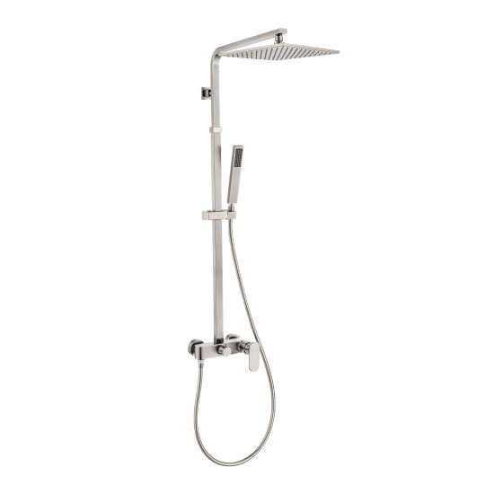 10 inch 250mm Square Brushed Nickel Shower Tower With Rain Head Bottom Water Inlet