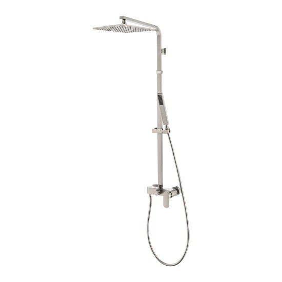 10 inch 250mm Square Brushed Nickel Shower Tower With Rain Head Bottom Water Inlet