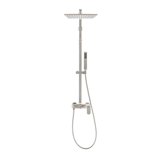 10 inch 250mm Square Brushed Nickel Shower Tower With Rain Head Bottom Water Inlet