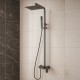 10 inch 250mm Square Gunmetal Grey Shower Tower With Rain Head Bottom Water Inlet