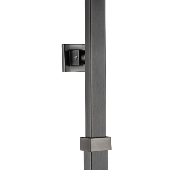 10 inch 250mm Square Gunmetal Grey Shower Tower With Rain Head Bottom Water Inlet