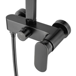 10 inch 250mm Square Gunmetal Grey Shower Tower With Rain Head Bottom Water Inlet