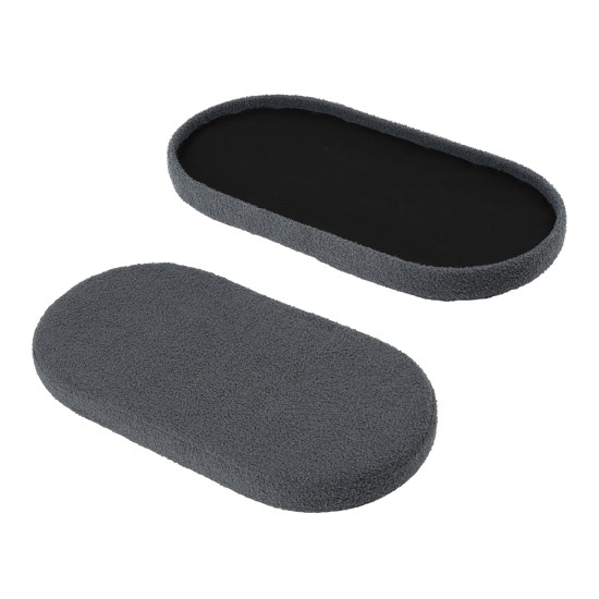 108L Oval Boucle Folding Ottoman Storage Bench Foldable Chair Deep Gray