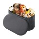 108L Oval Boucle Folding Ottoman Storage Bench Foldable Chair Deep Gray