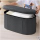 108L Oval Boucle Folding Ottoman Storage Bench Foldable Chair Deep Gray