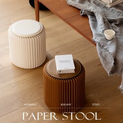 Creative Fashion  Kraft Paper Stool Portable Folding Chair Foot Stool Shoe Bench White