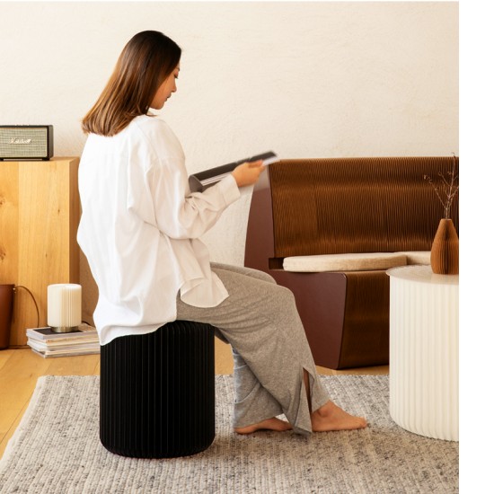 Creative Fashion Kraft Paper Stool Portable Folding Chair Foot Stool Shoe Bench Brown