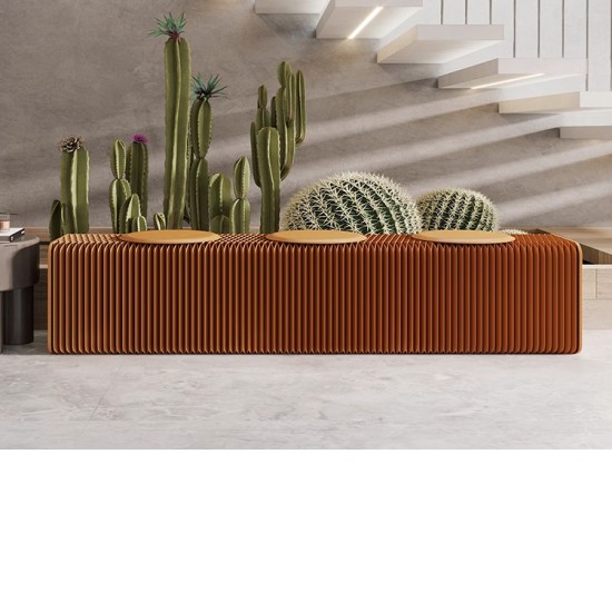 3 Seats Kraft Paper Bench Portable Folding Sofa Foot Stool Shoe Bench Brown