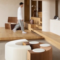 3 Seats Kraft Paper Bench Portable Folding Sofa Foot Stool Shoe Bench Brown