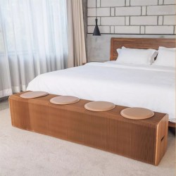 6 Seats Kraft Paper Bench Portable Folding Sofa Foot Stool Shoe Bench Brown