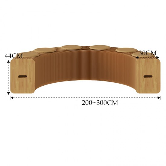 6 Seats Kraft Paper Bench Portable Folding Sofa Foot Stool Shoe Bench Brown