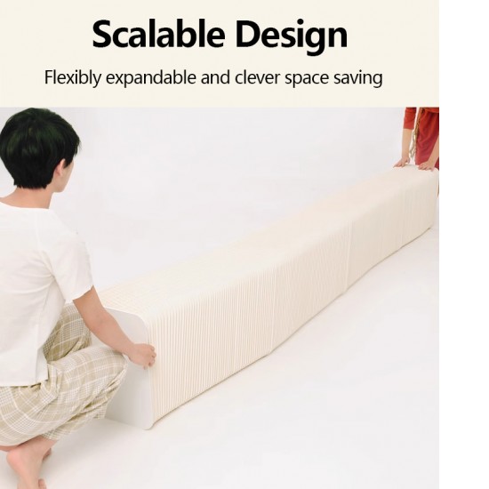 6 Seats Kraft Paper Bench Portable Folding Sofa Foot Stool Shoe Bench White