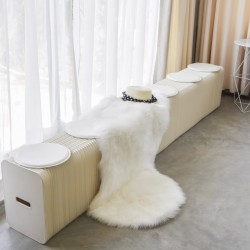 6 Seats Kraft Paper Bench Portable Folding Sofa Foot Stool Shoe Bench White