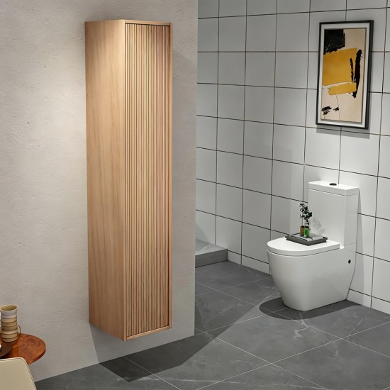 350x300x1600mm Height Plywood Fluted Tall Cabinet Light Oak