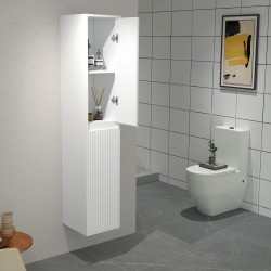1600mm Height Plywood Fluted Tall Cabinet Matt White