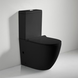 620x345x830mm Ceramic Black Rimless Back To Wall Toilets Suite Two Piece Toilets 