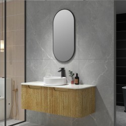 Amos 1210X460X430mm Plywood Light Oak Fluted Curve Vanity With Flat Top